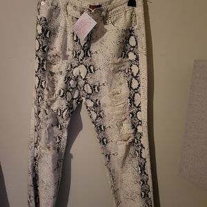 Ladies snake skin distressed pants